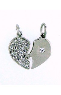 Ciondolo in argento 925%° cuore di zirconi P-2319